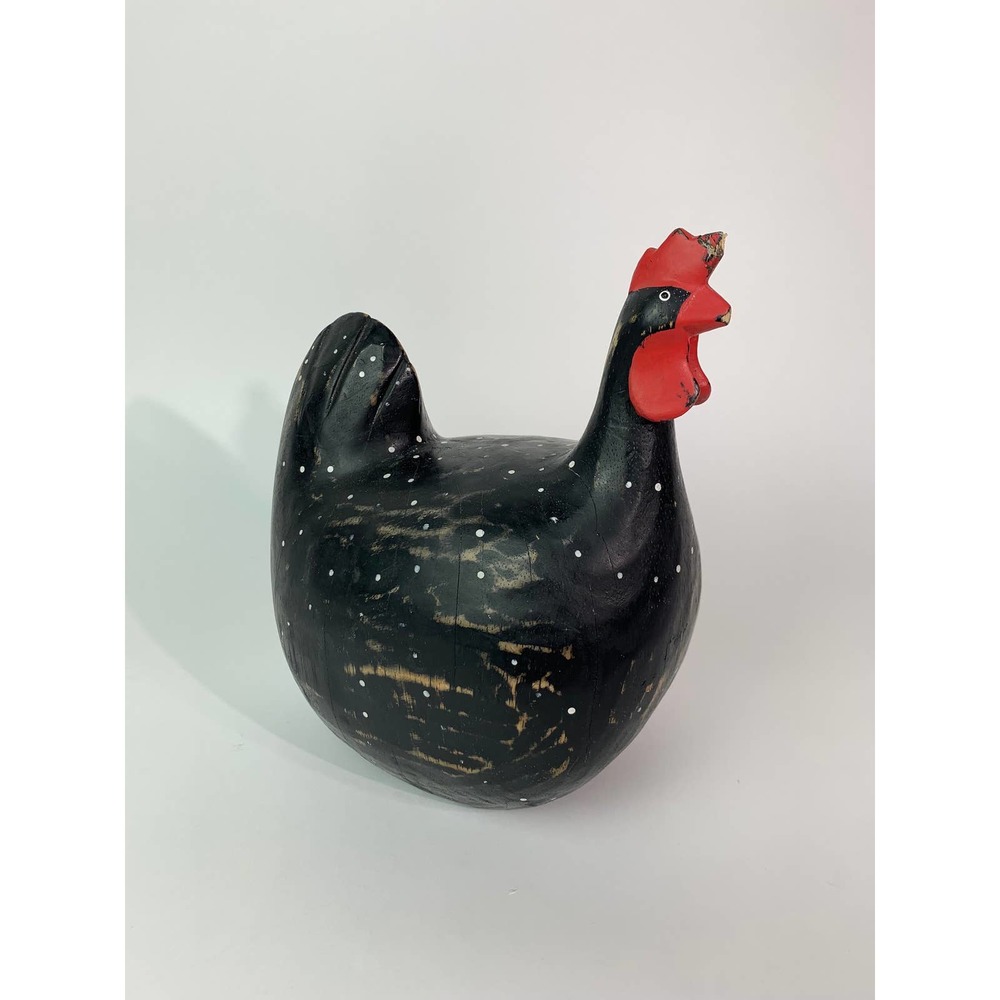Vintage Hand-Painted Wood Rooster Sculpture - Unique and Charming